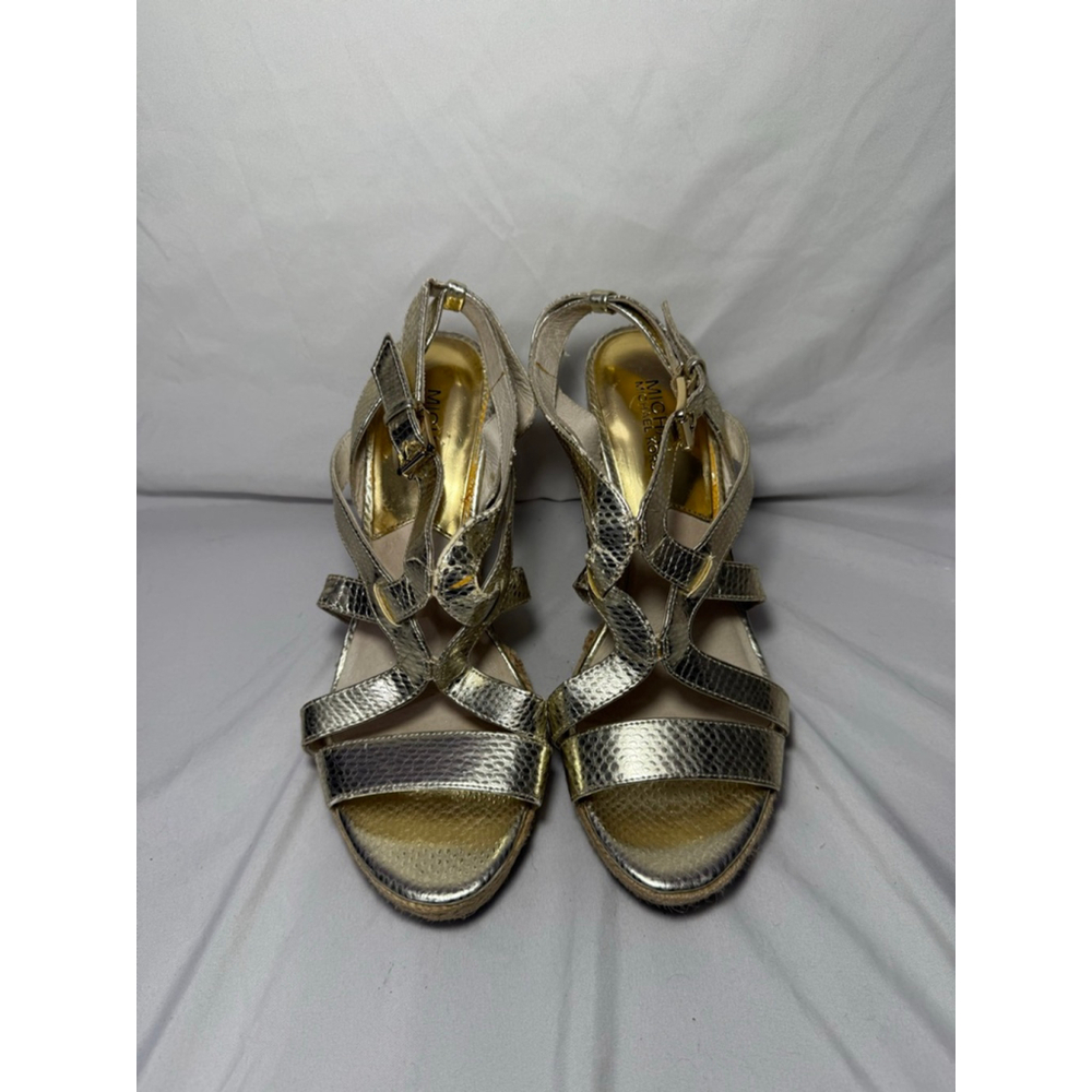 Women's Michael Kors Gold Espadrille Wedge Sandals 8.5